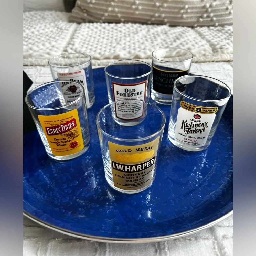 VTG Set of 6 Whiskey High Ball Drinking Glasses & Brand New Knob Creek Hat